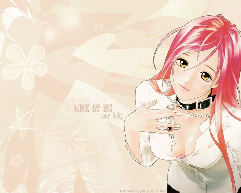 pink-haired anime girl with cross