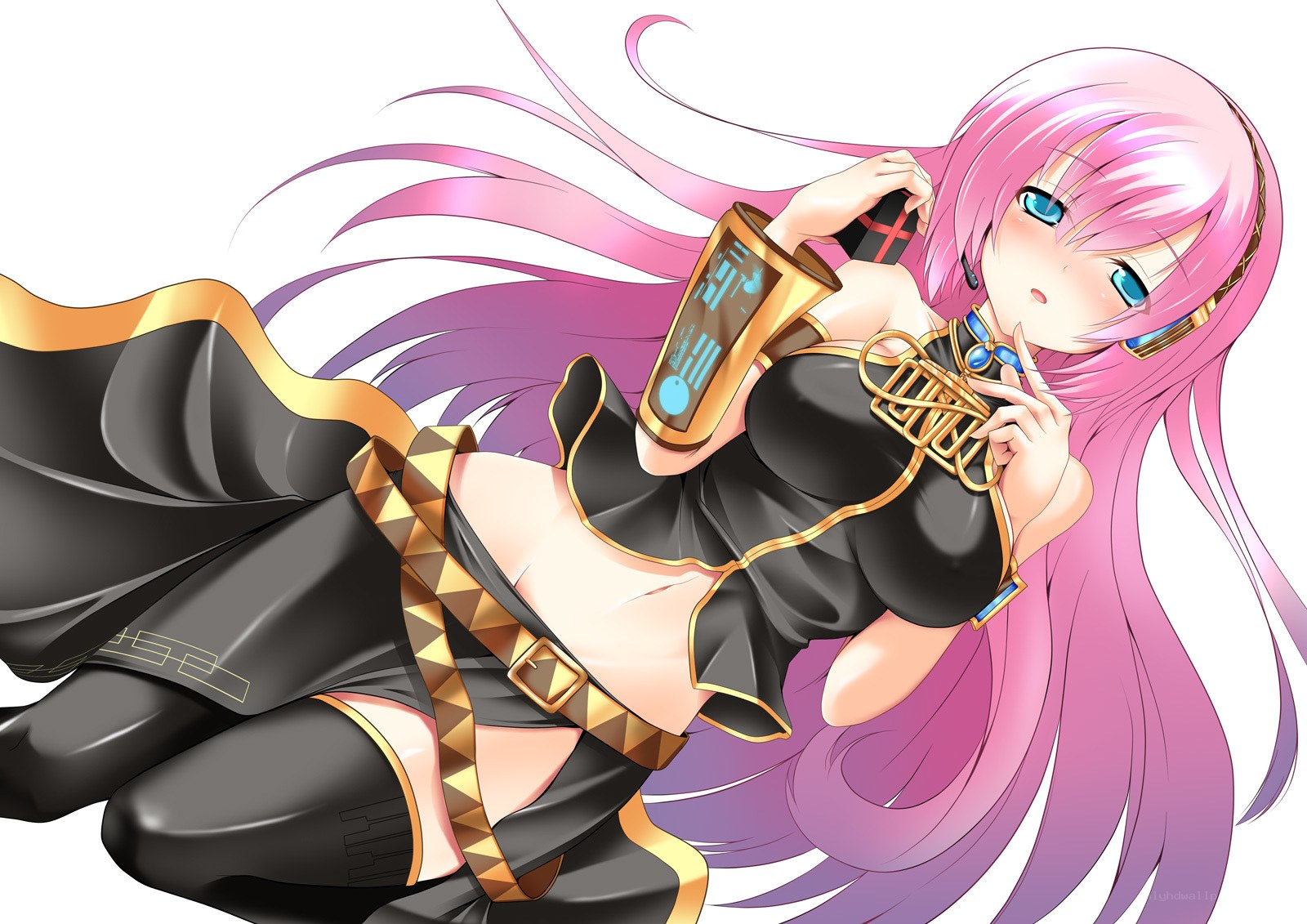 pink-haired anime girl with device
