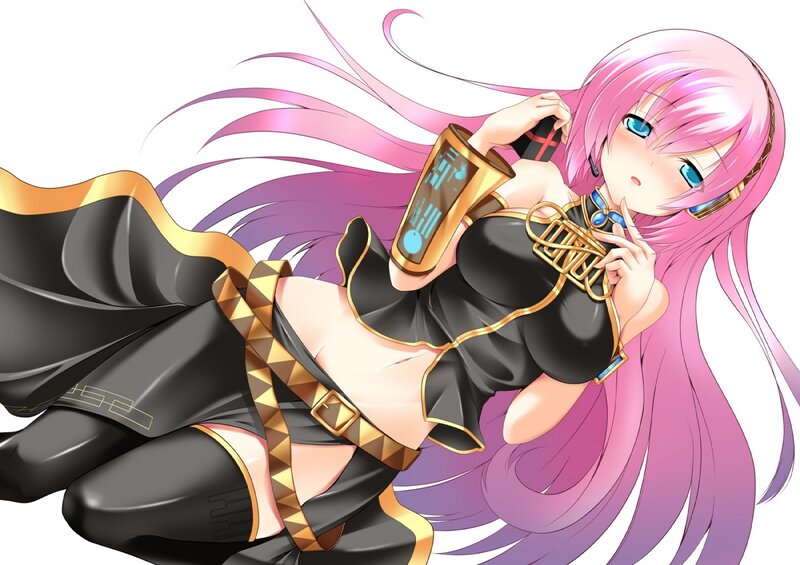 pink-haired anime girl with device