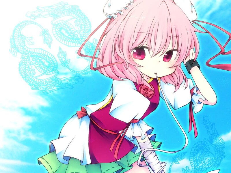 pink-haired anime girl with dragon