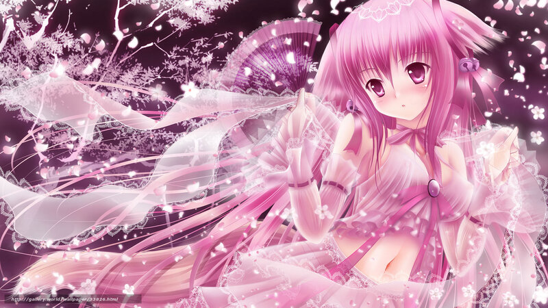 Pink-haired anime girl with fan