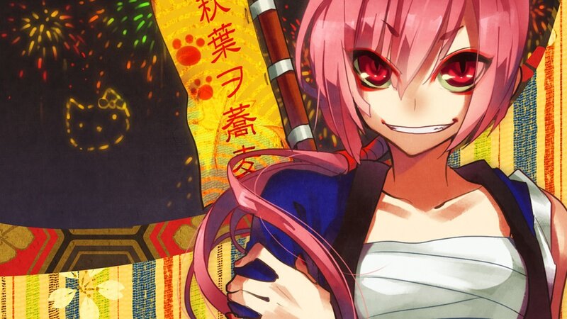 Pink-haired anime girl with fireworks