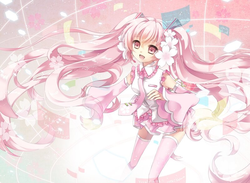 Pink-haired anime girl with flowers