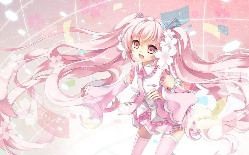 pink-haired anime girl with flowers