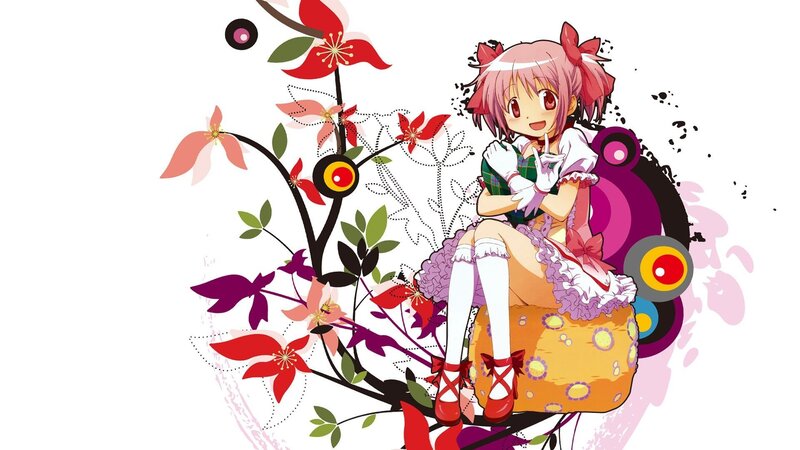 pink-haired anime girl with flowers