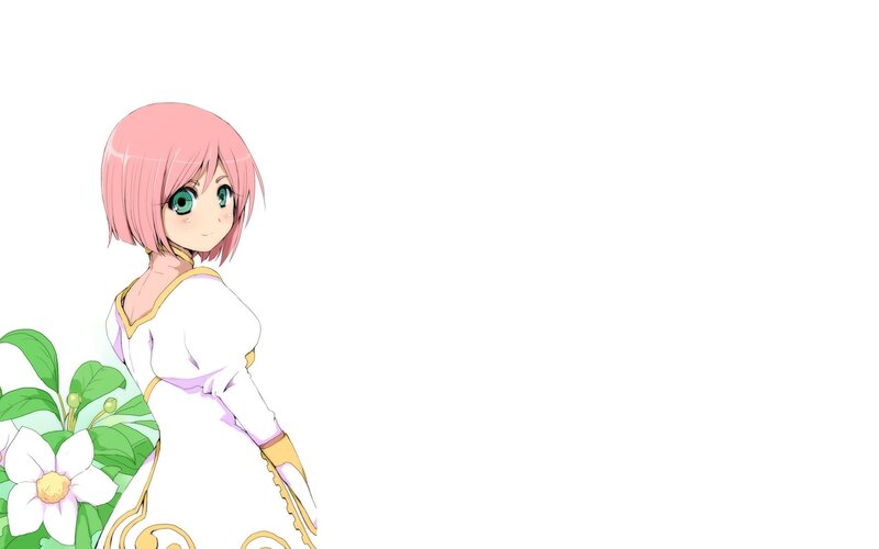 pink-haired anime girl with flowers
