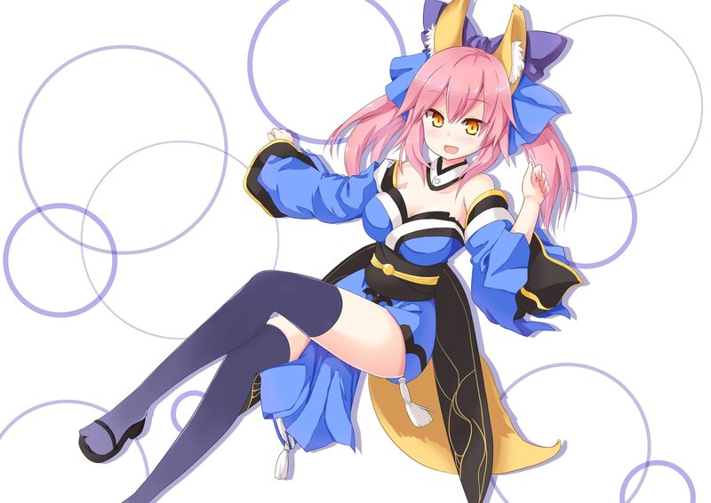 pink-haired anime girl with fox ears