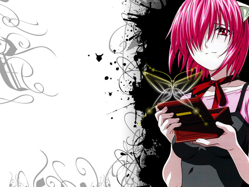 pink-haired anime girl with glowing butterfly