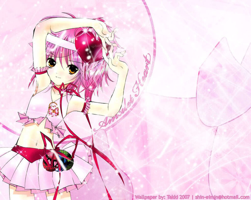 pink-haired anime girl with heart