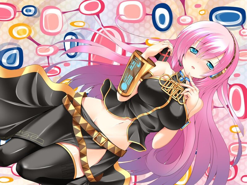 pink-haired anime girl with horn