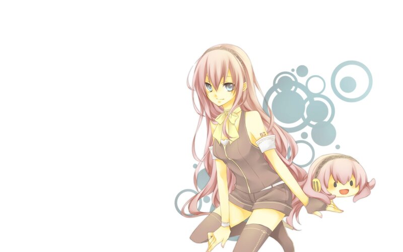 pink-haired anime girl with mascot