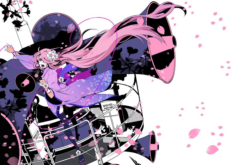 pink-haired anime girl with megaphone