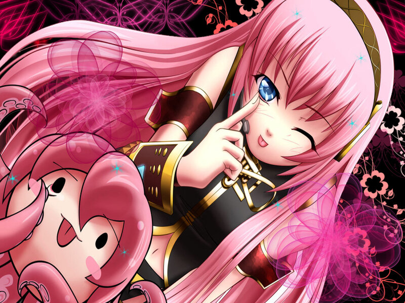 pink-haired anime girl with octopus