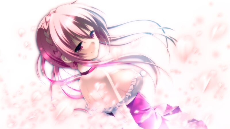 pink-haired anime girl with petals
