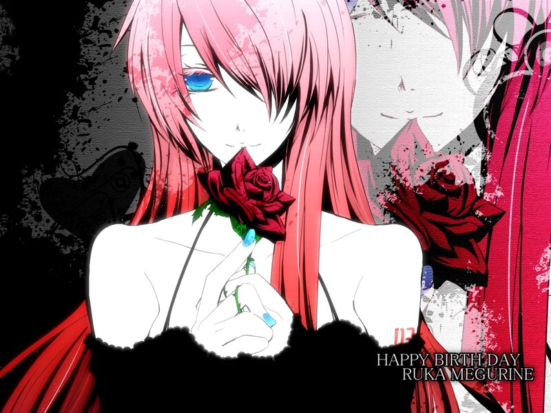 Pink-haired anime girl with rose
