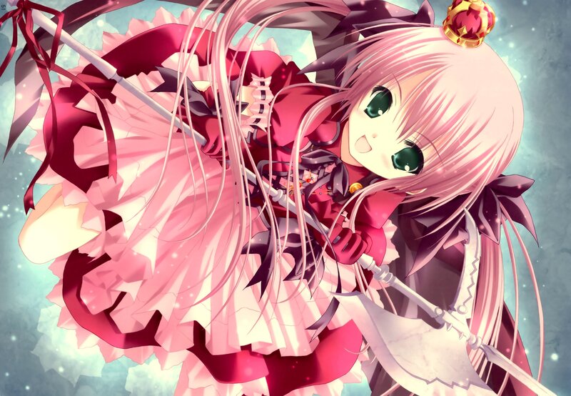 pink-haired anime girl with scythe