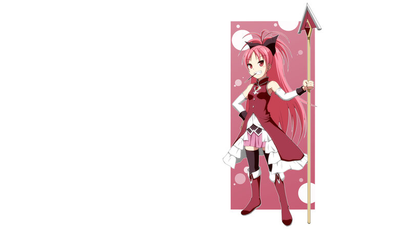pink-haired anime girl with spear