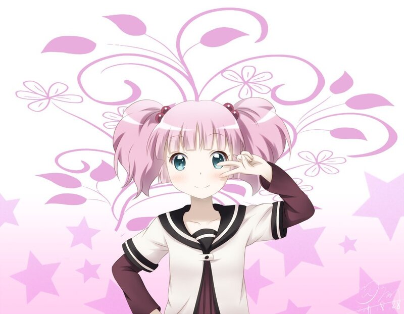 pink-haired anime girl with stars