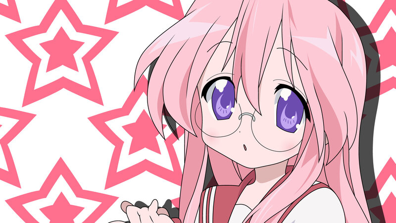pink-haired anime girl with stars