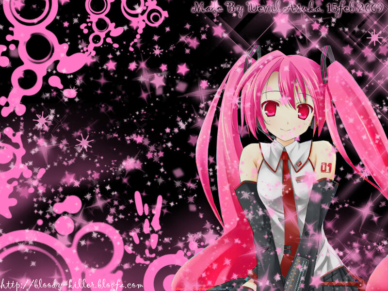 Pink-haired anime girl with stars