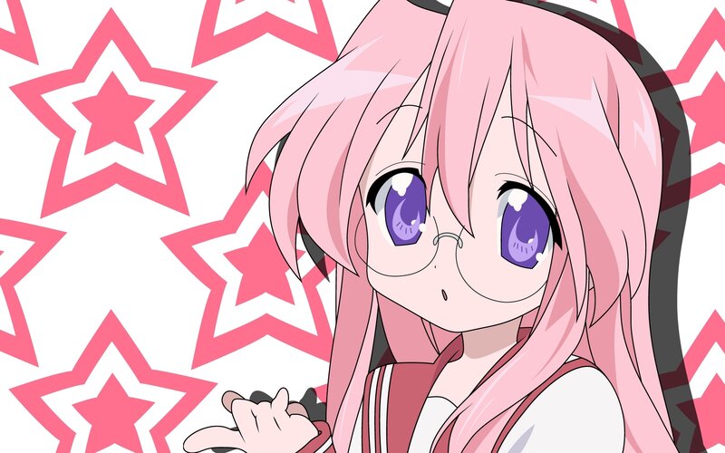 pink-haired anime girl with stars