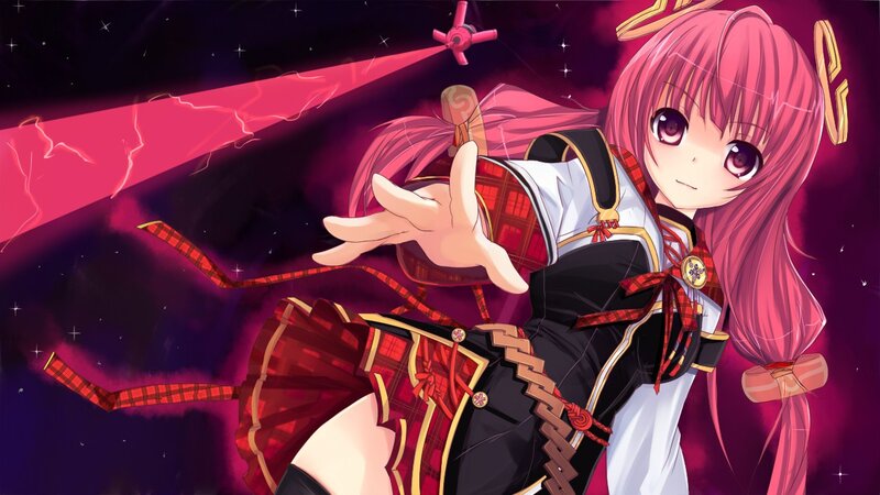 pink-haired anime girl with sword