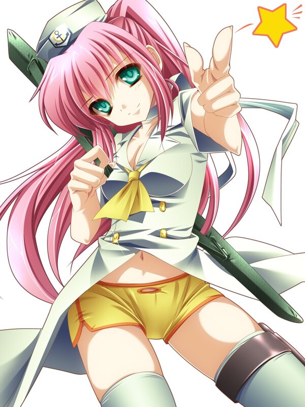 pink-haired anime girl with sword