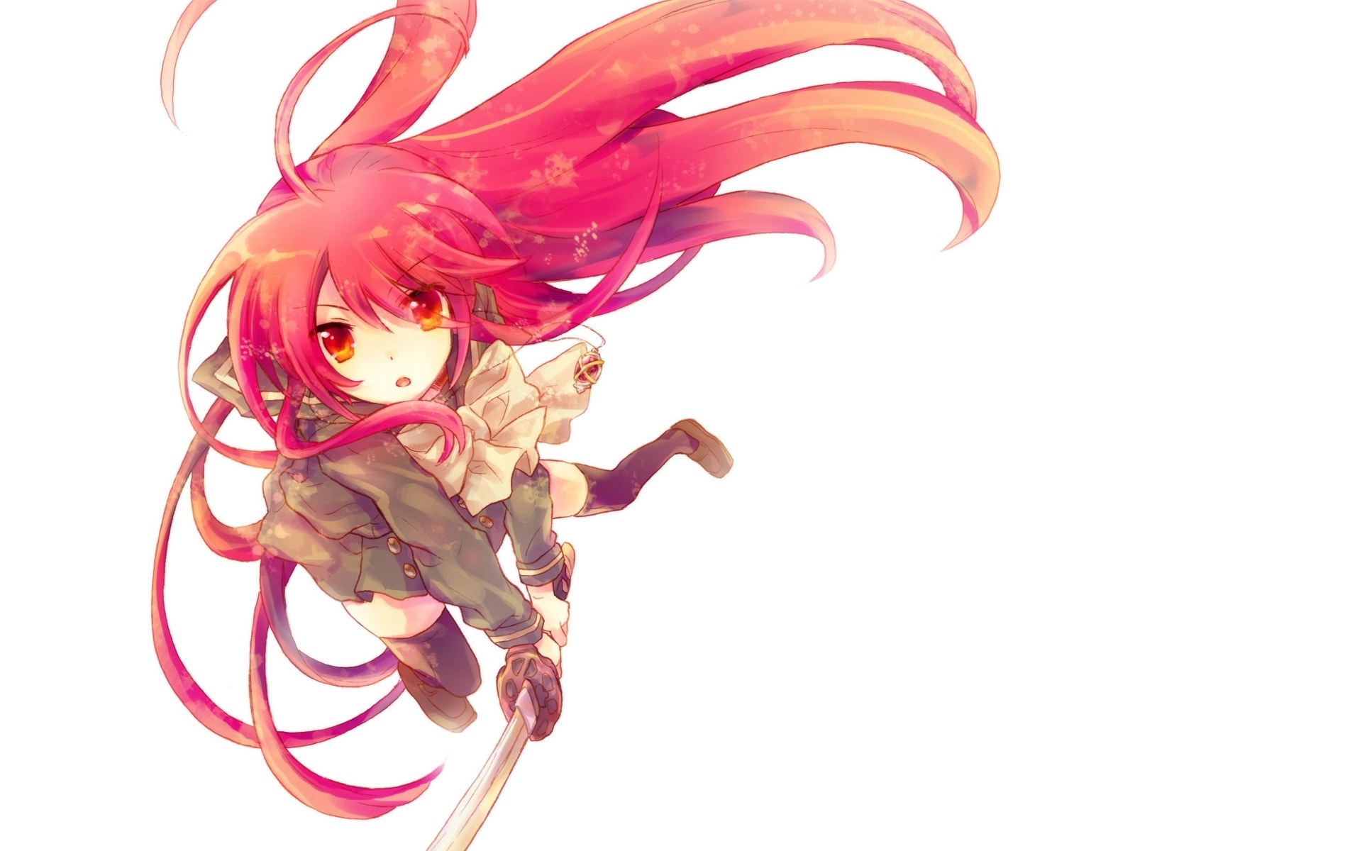pink-haired anime girl with sword