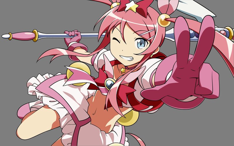 pink-haired anime girl with sword