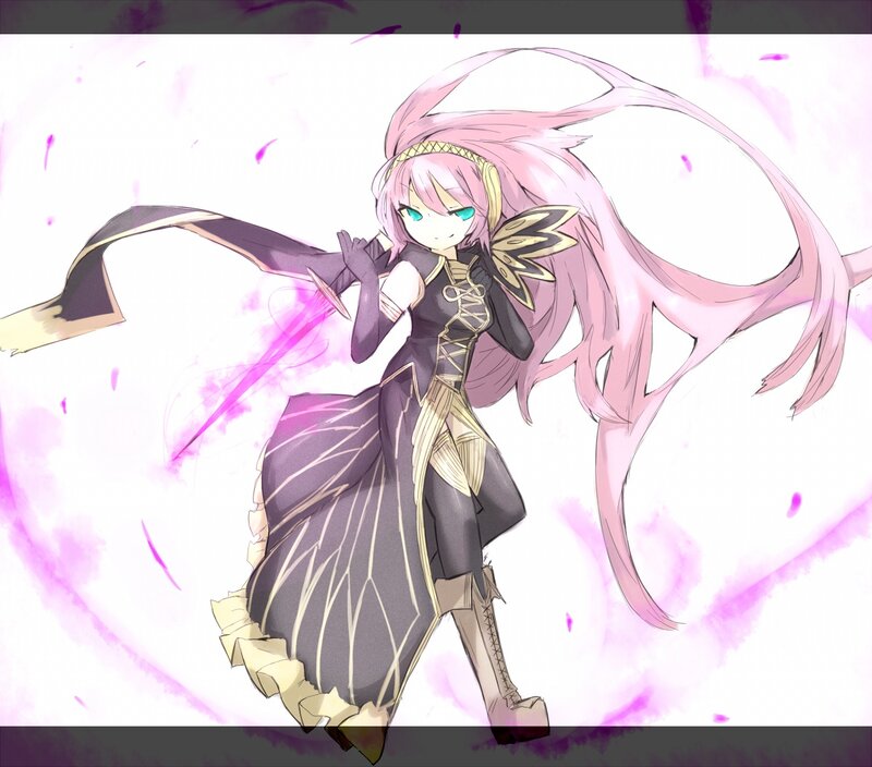 pink-haired anime girl with sword