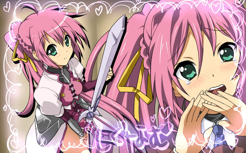 Pink-haired anime girl with sword