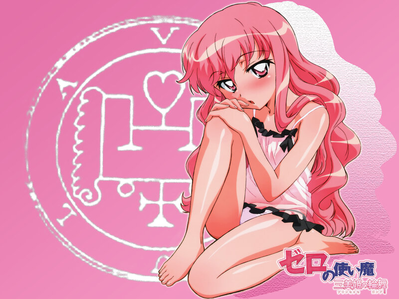 Pink-haired anime girl with symbol
