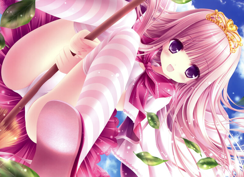 pink-haired anime girl with wand