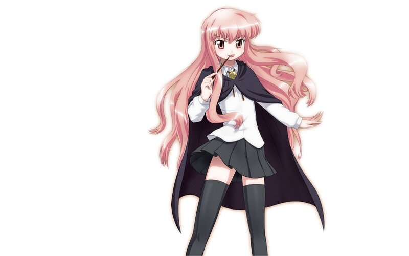 pink-haired anime girl with wand