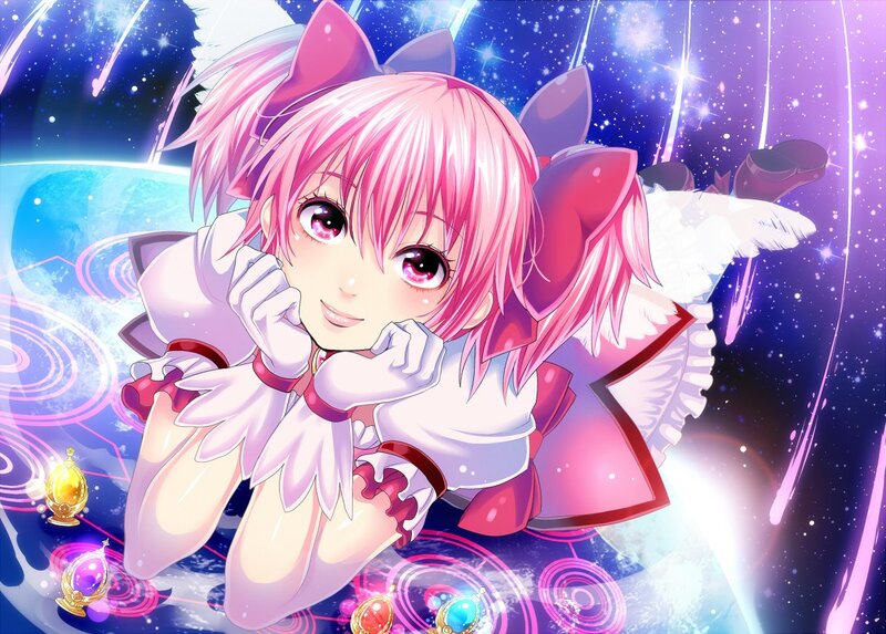 pink-haired anime girl with wings