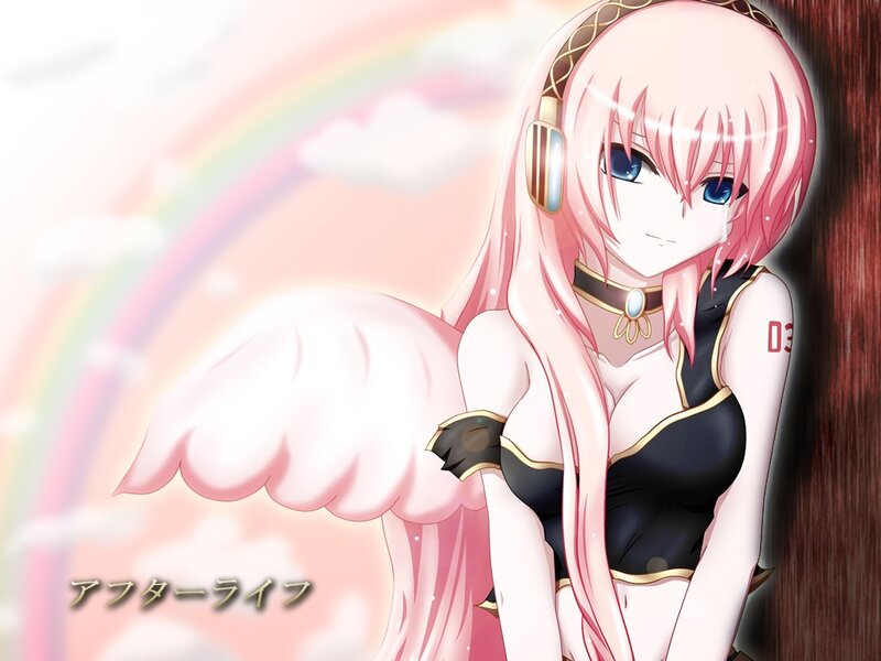 pink-haired anime girl with wings