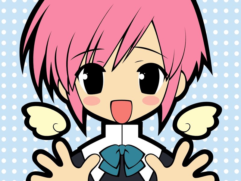 pink-haired anime girl with wings