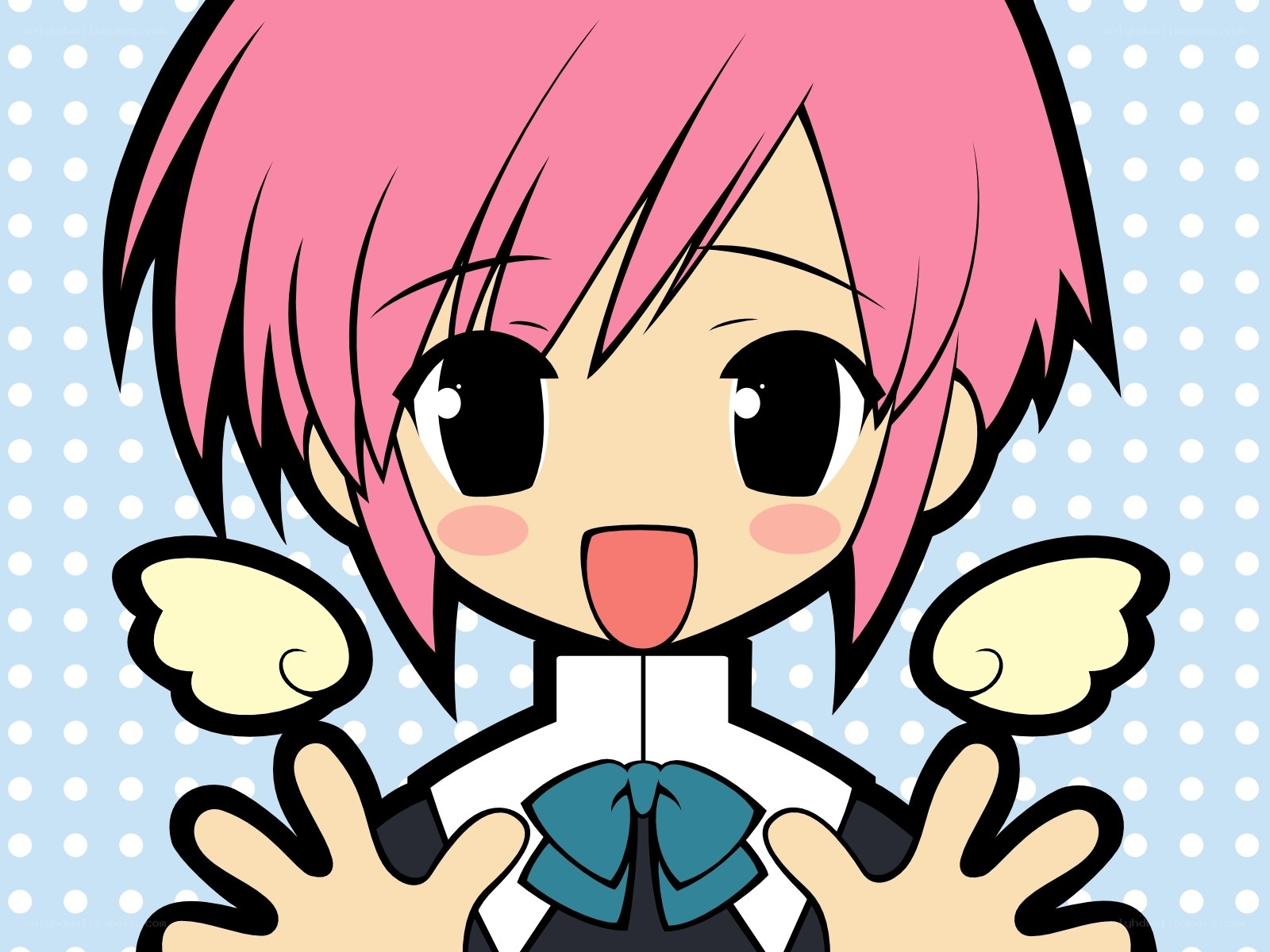 pink-haired anime girl with wings