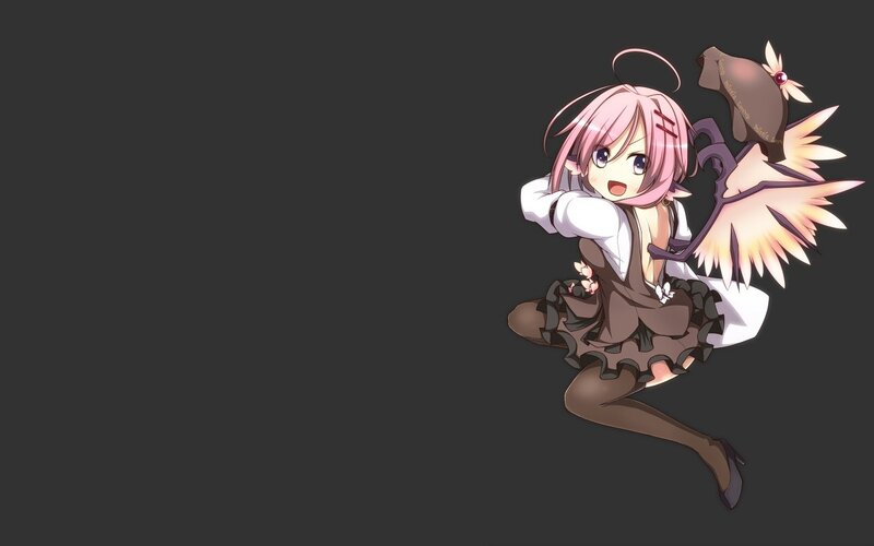 pink-haired anime girl with wings
