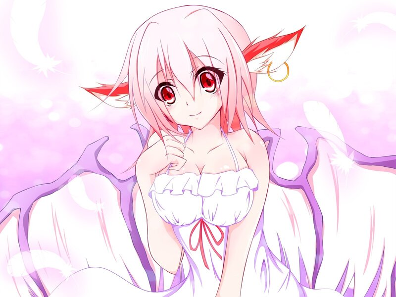 pink-haired anime girl with wings