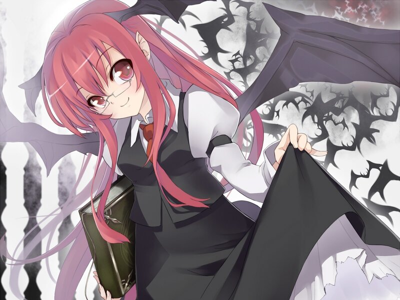 pink-haired anime girl with wings