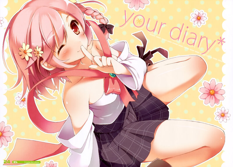 Pink-haired Anime Girl — Yellow, Cheerful, Spring