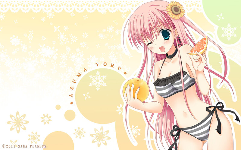 Pink-haired Anime Girl — Yellow, Cheerful