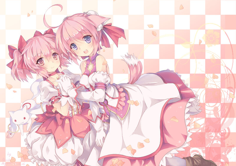 Pink-haired anime girls with cat ears