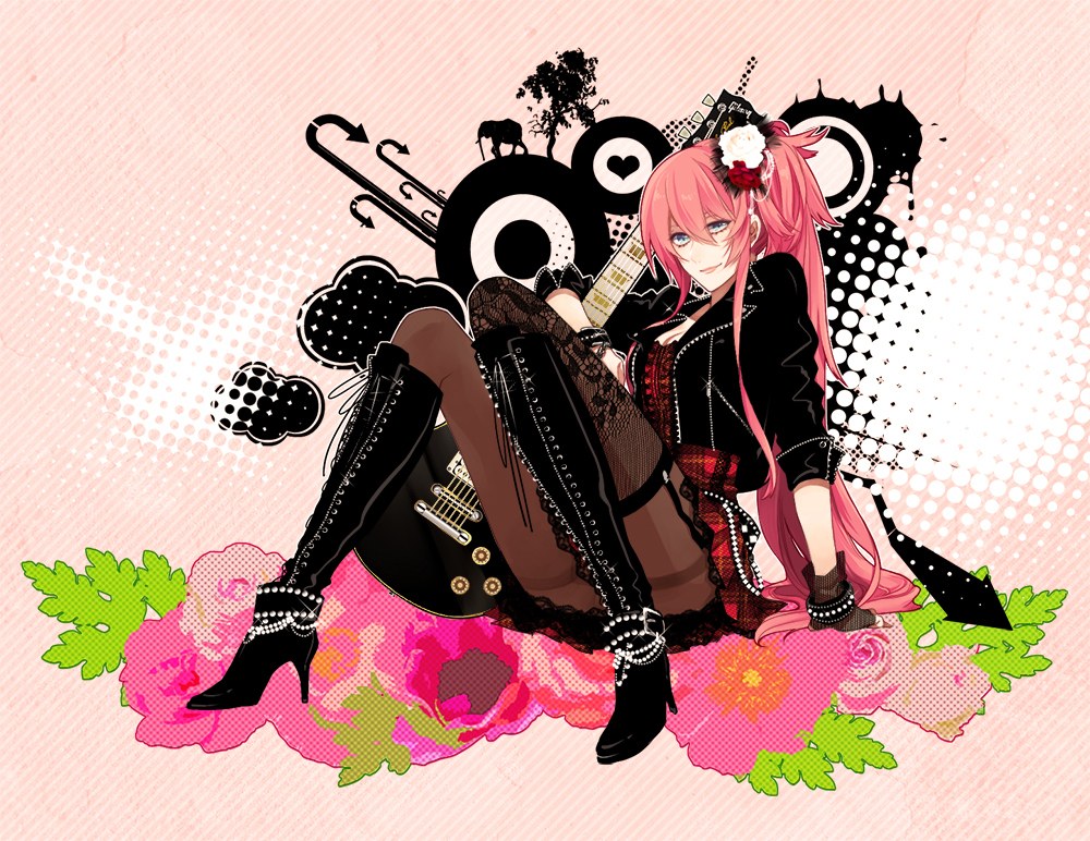 pink-haired anime guitarist