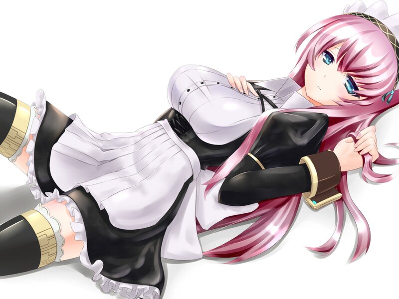 pink-haired anime maid