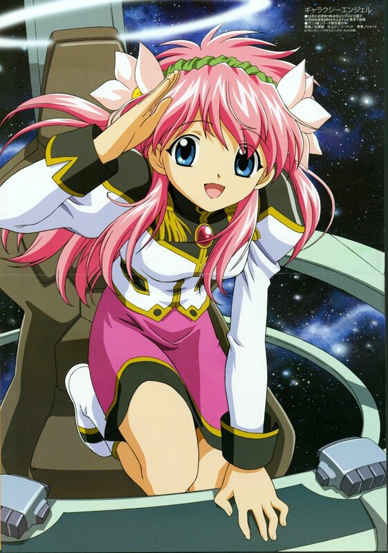 Pink-haired anime pilot saluting