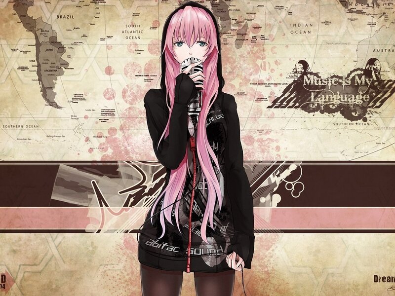 Pink-haired Anime Singer — Black, Confident