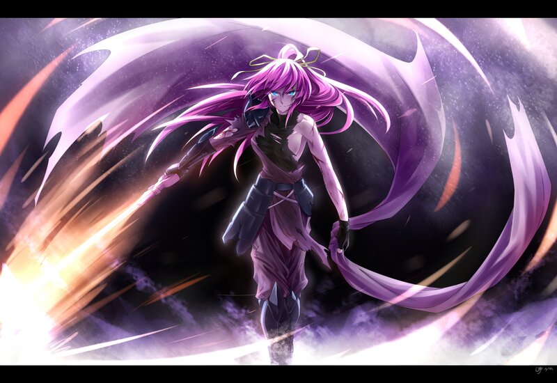 Pink-haired Anime Warrior — Purple