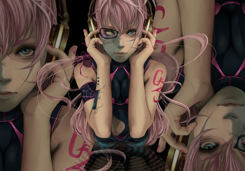 Pink-haired Anime Woman — Black, Dramatic